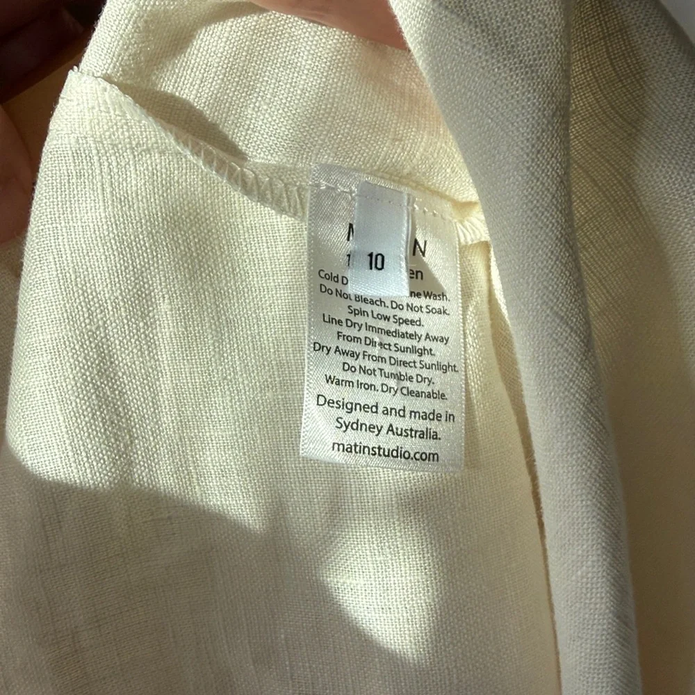 Matin Studio White Linen Puff Sleeve Mini Dress AU 10 US 6 | Minimalist Resort